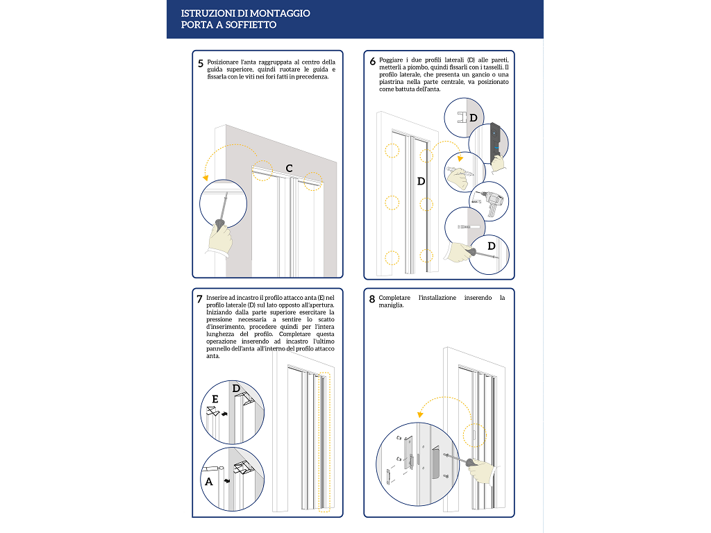 Porta Soffietto PVC Montata su Misura Senza Accessori con Vetro Colore Normale varie finiture - immagine 9